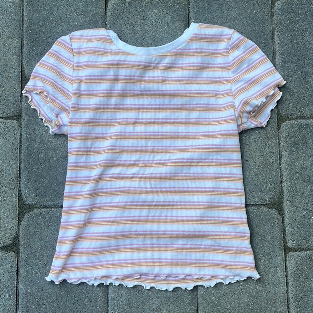 Striped (pink,orange,yellow,white) Cropped tee 5 for shipping